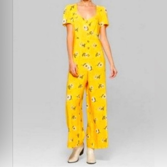 Wild Fable Mustard Button Up One-piece - Picture 2 of 4